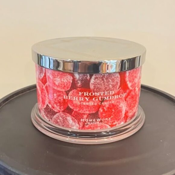 HOMEWORX Slatkin Frosted Berry Gumdrop Candle HOLIDAY STRAWBERRY RASPBERRY SUGAR - Picture 5 of 5